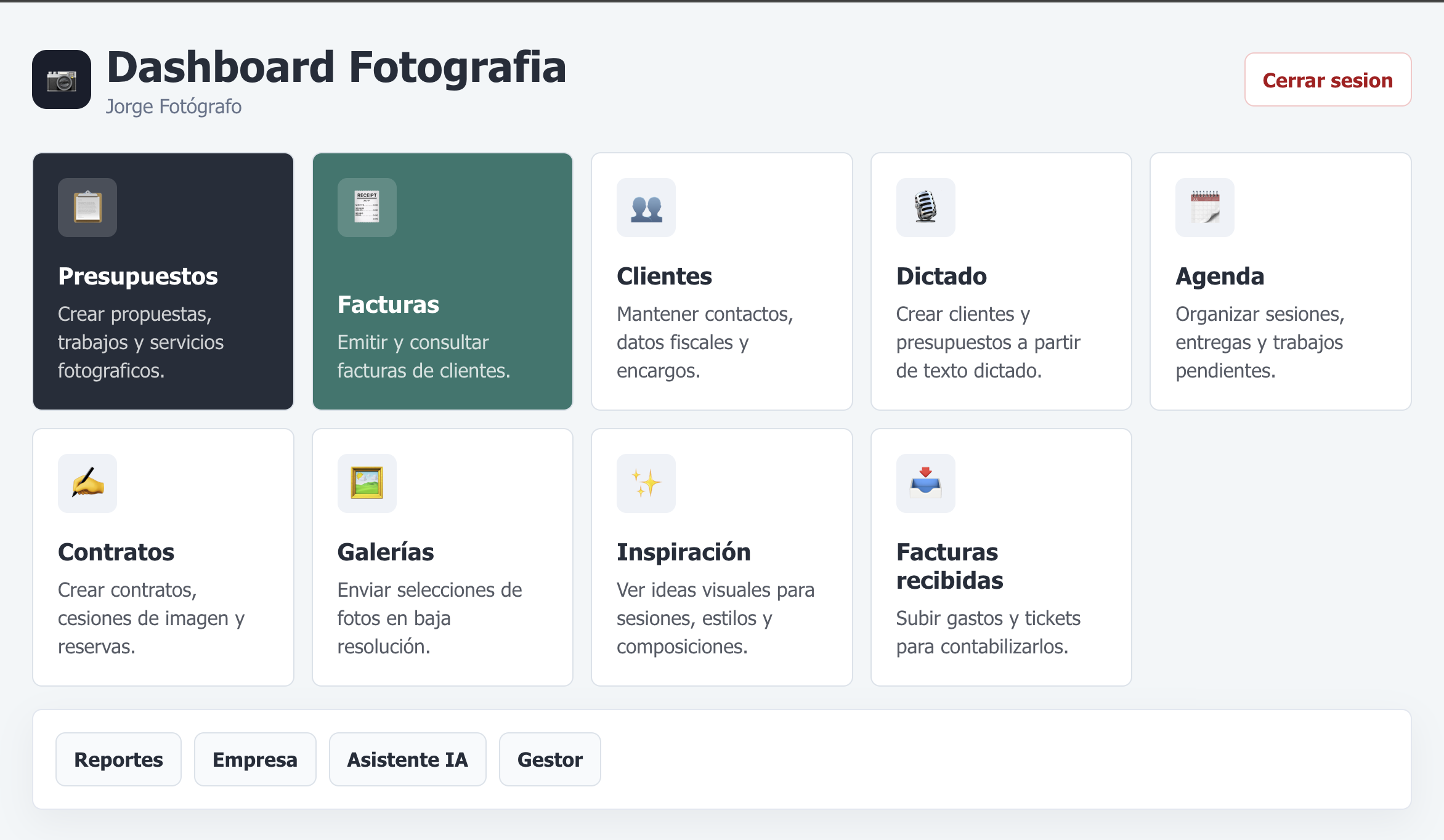 Módulo de fotografía con equipo de trabajo